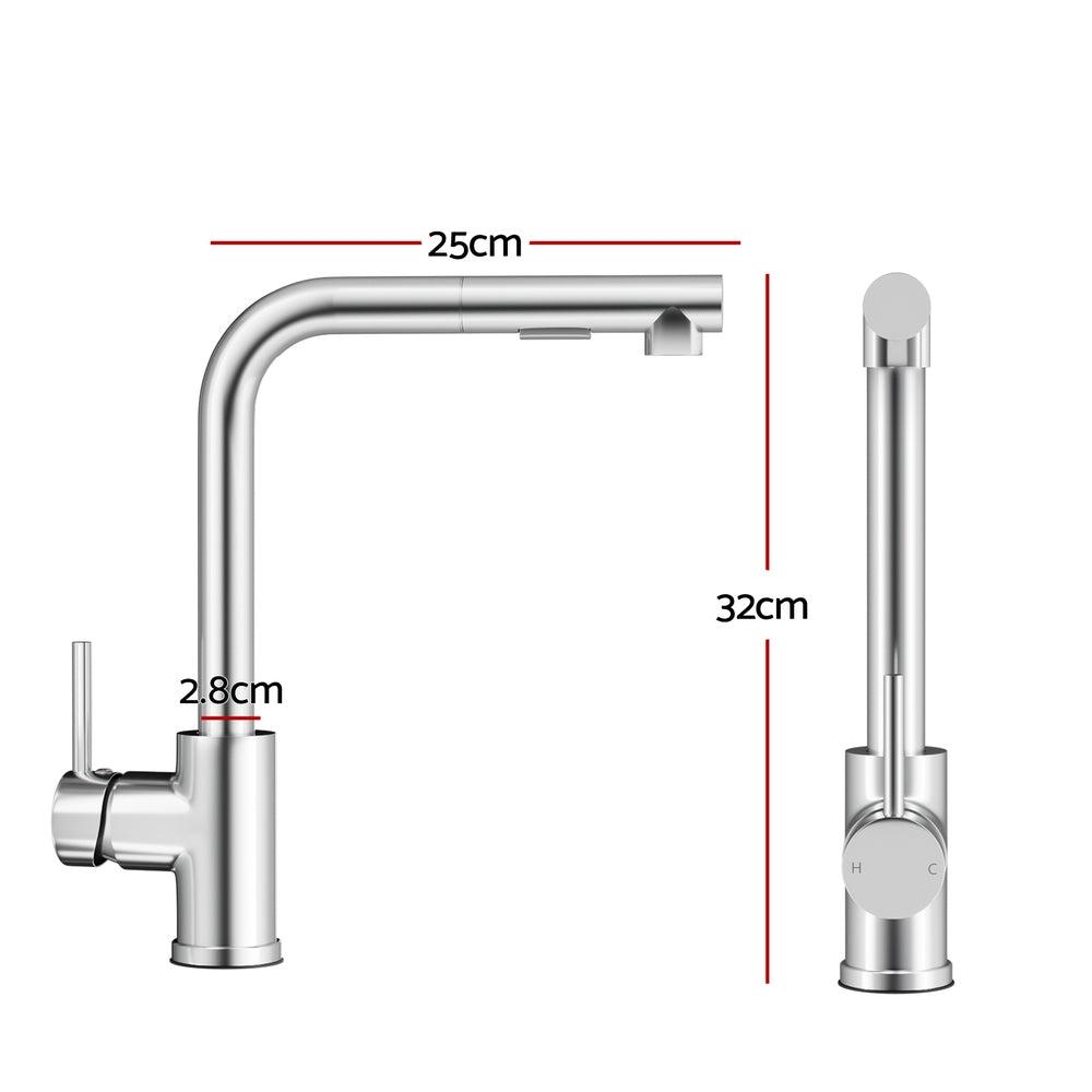 Kitchen Mixer Tap Pull Out Rectangle 2 Mode Sink Basin Faucet Swivel WELS Chrome