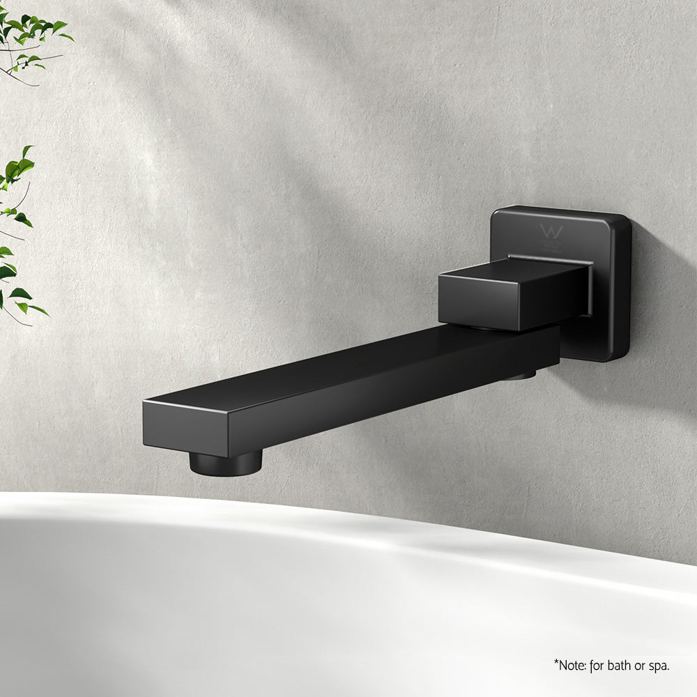 Cefito Bathroom Mixer Spout Wall Bath Tap Square Swivel Bathtub Black