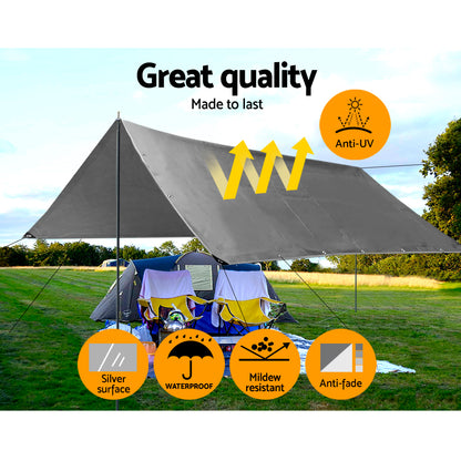 Instahut Tarp Tarpaulin 3.6x4.8m Canvas Camping Heavy Duty Sun Cover