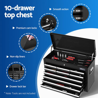 Giantz 13 Drawer Tool Box Cabinet Chest Toolbox Storage Garage Organiser Black