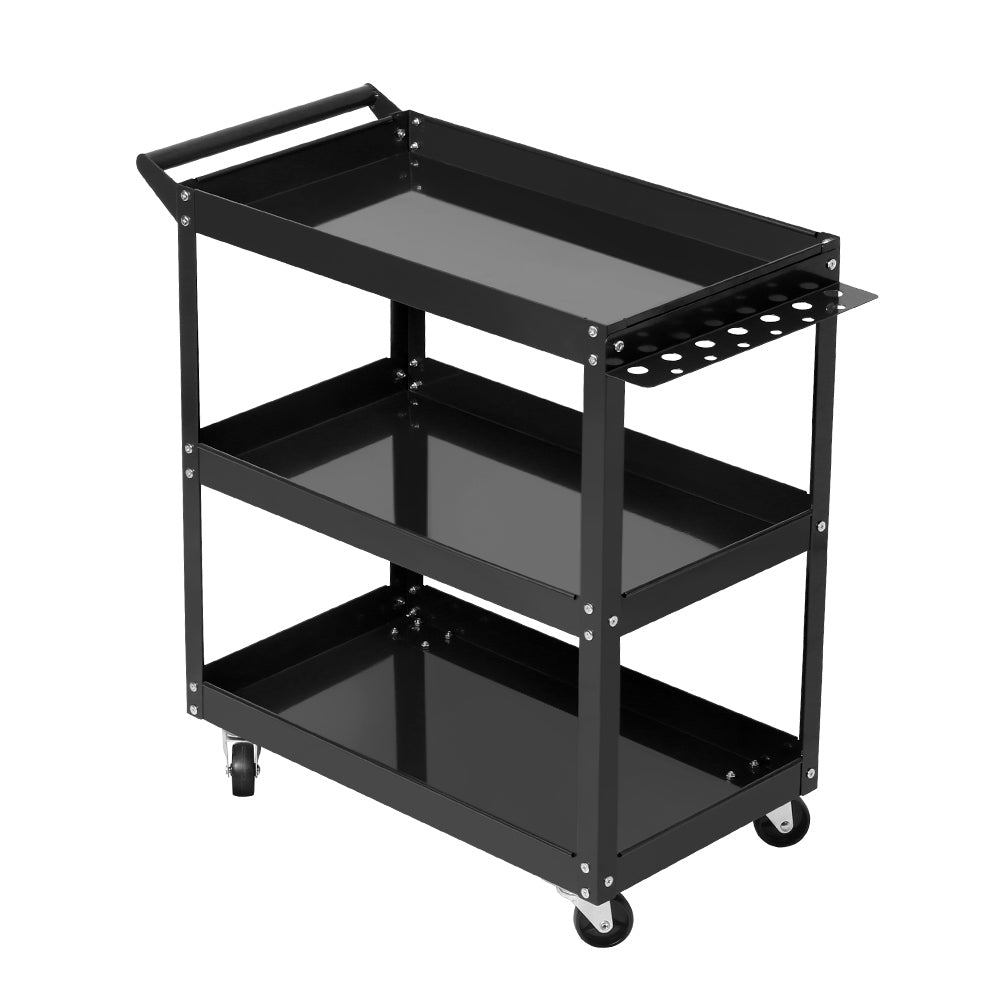 Giantz 3-Tier Tool Cart Trolley Workshop Garage Storage Organizer Black