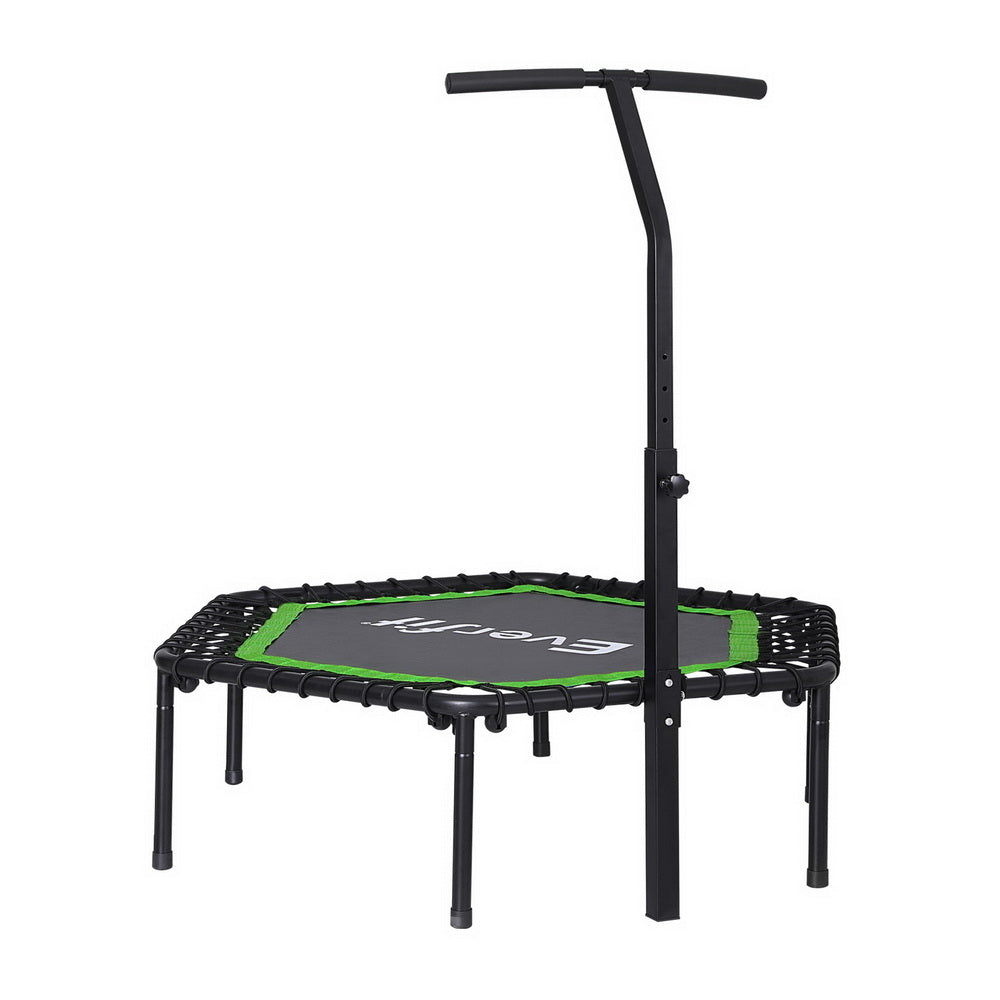 Everfit 48inch Hexagon Trampoline Kids Exercise Adjustable Handrail Green