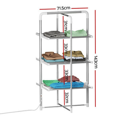 Devanti Electric Heated Towel Rail Rack 30 Bars Foldable Clothes Dry Warmer