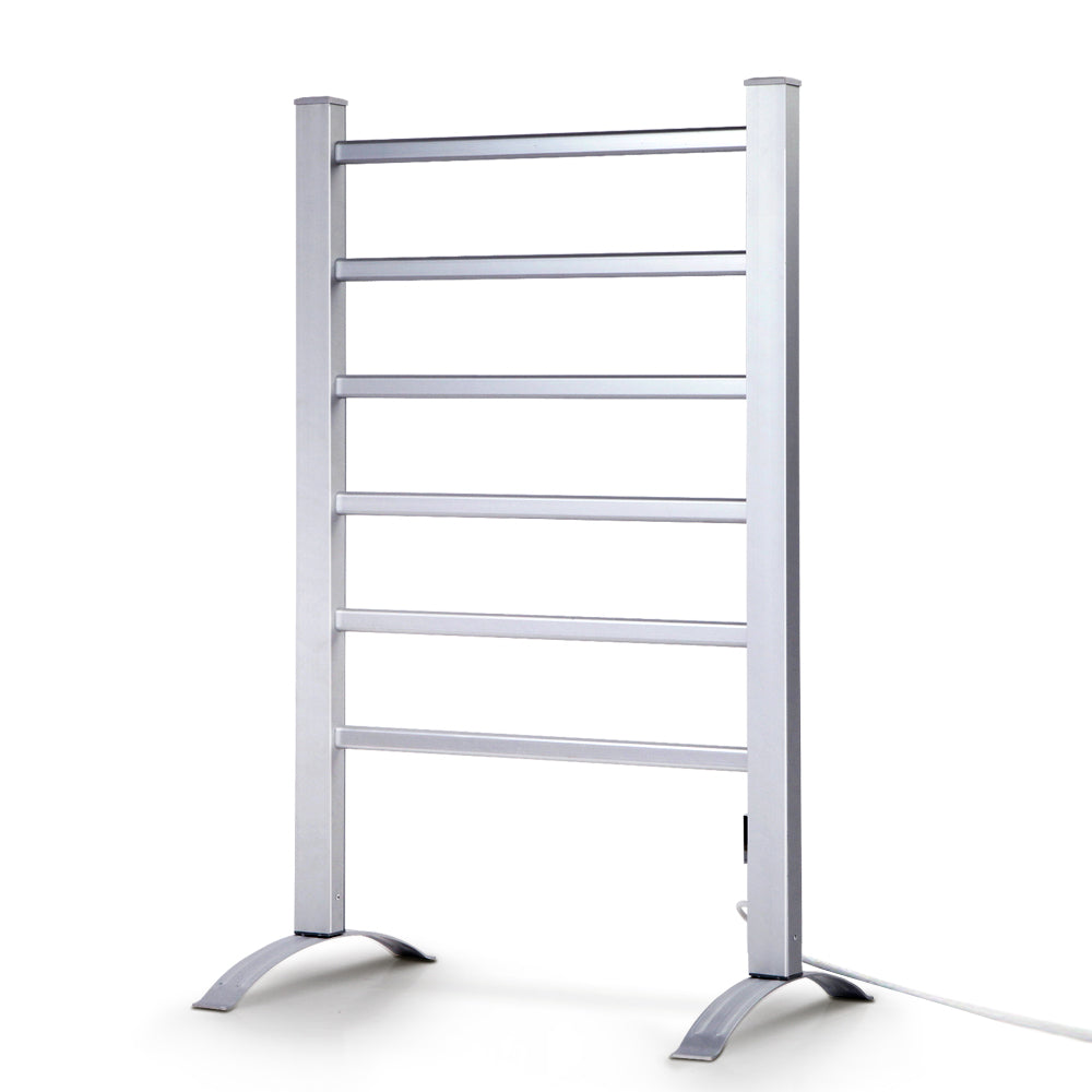 Devanti Electric Heated Towel Rail Rack 6 Bars with Timer Clothes Dry Warmer