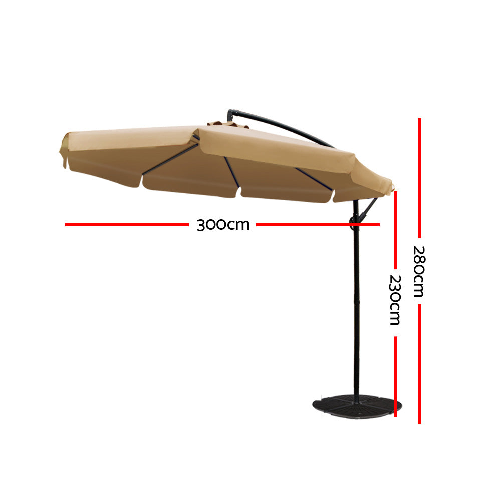 Instahut 3m Outdoor Umbrella Cantilever Garden Beach Patio Beige