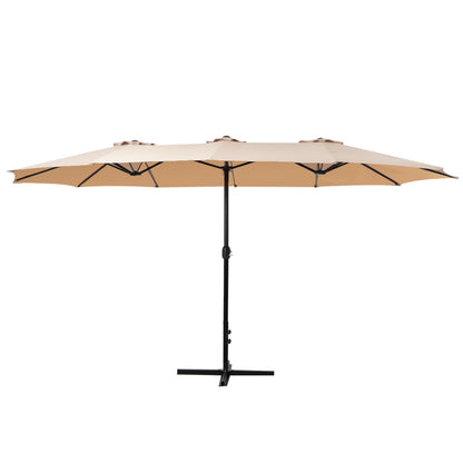 Instahut 4.57m Outdoor Umbrella Beach Pole Garden Tilt Beige