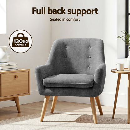 Artiss 2X Armchair Lounge Chair Accent Tub Chair Grey ANNE