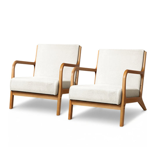 Artiss 2X Armchair Faux Fabric Beige