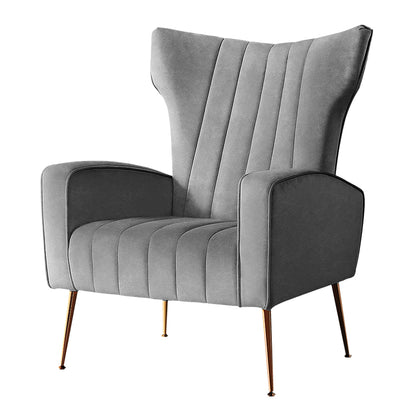 Artiss Armchair Grey Velvet Kate