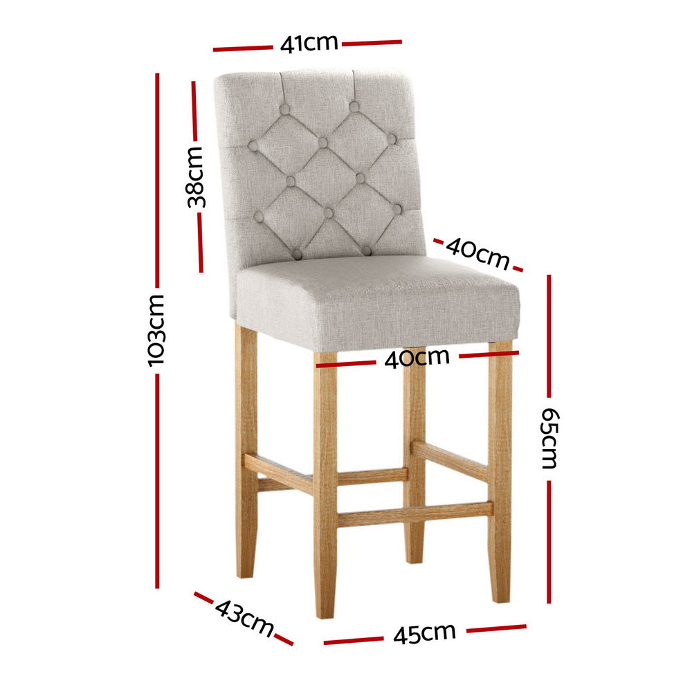 Artiss 4x Bar Stools Linen Upholstered Chairs