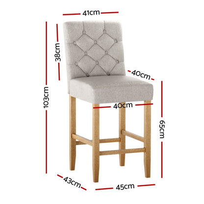 Artiss 4x Bar Stools Linen Upholstered Chairs