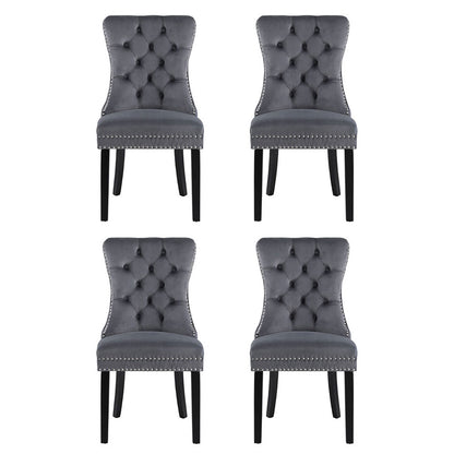 1 Set of 4 Artiss Dining Chairs Grey Velvet