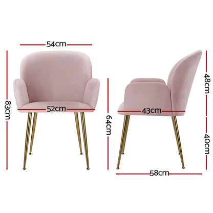 Artiss Dining Chairs Set of 2 Velevt Pink Kynsee