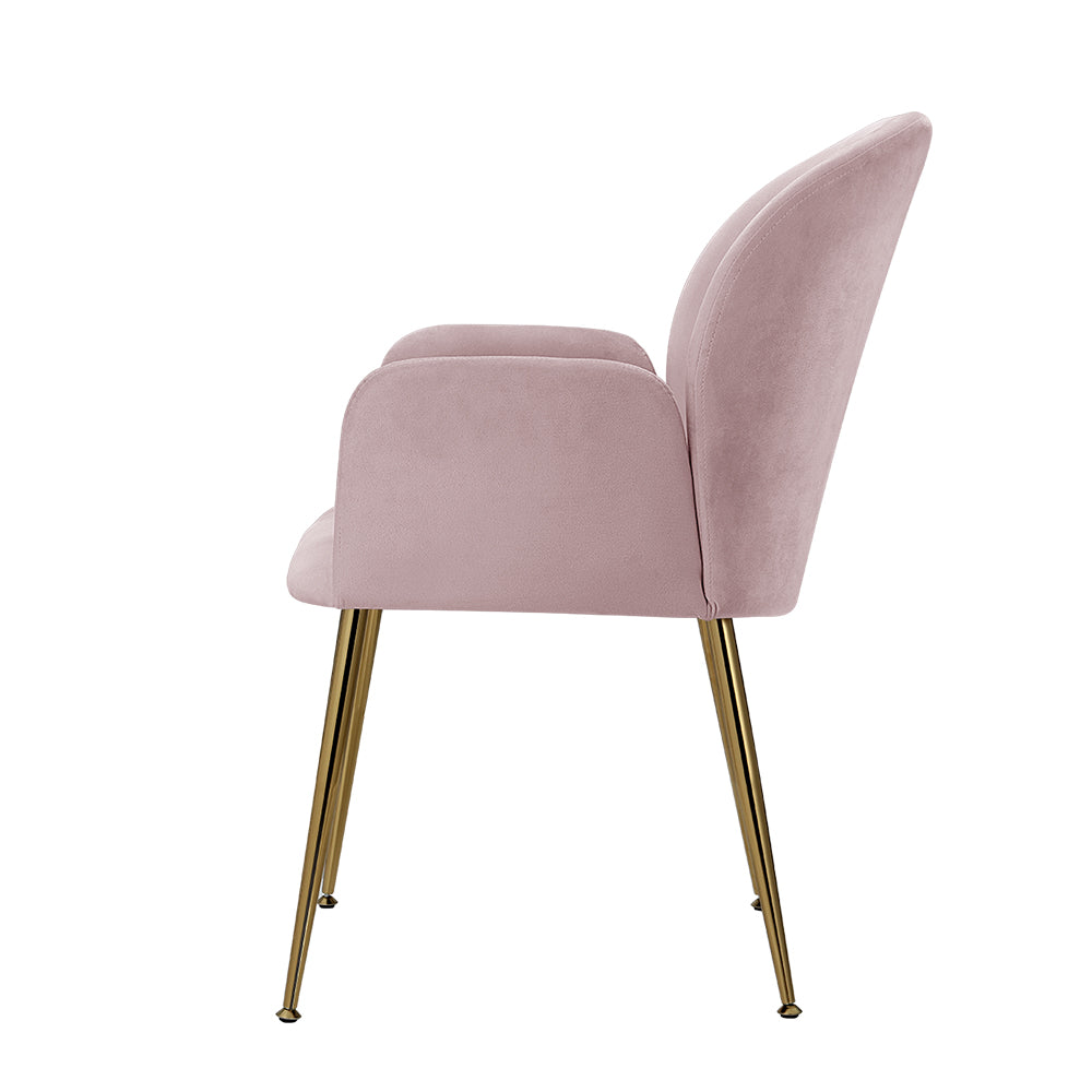 Artiss Dining Chairs Set of 2 Velevt Pink Kynsee