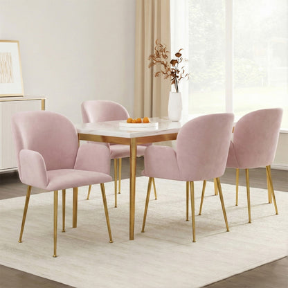 Artiss Dining Chairs Set of 4 Velvet Armchair Pink