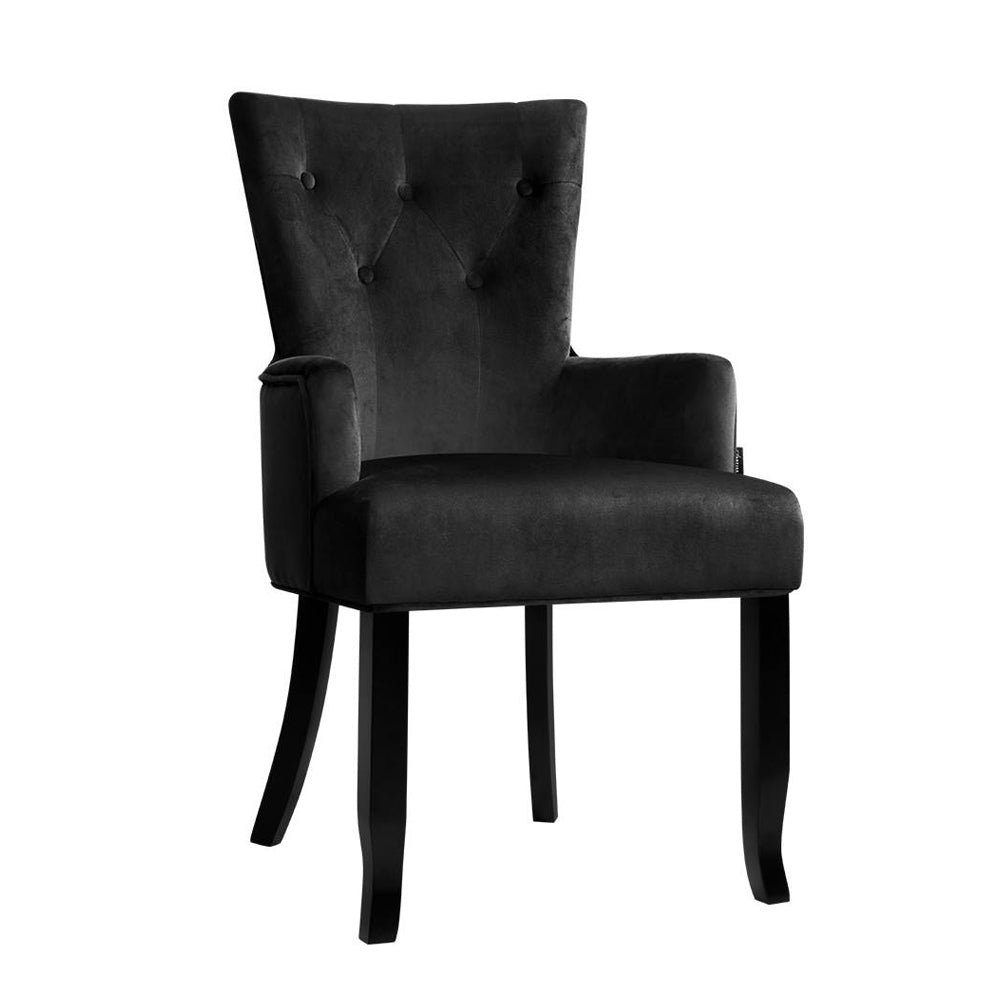 Artiss Dining Chair Velvet Black French Cayes