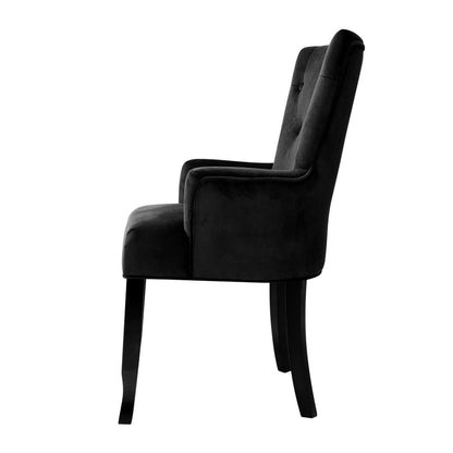 Artiss Dining Chair Velvet Black French Cayes