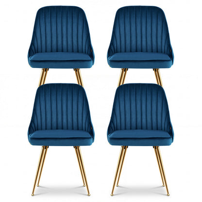 Artiss Dining Chairs Set of 4 Velvet Channel Tufted Blue