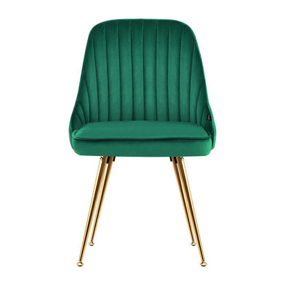 Artiss Dining Chairs Velvet Green Set of 2 Nappa