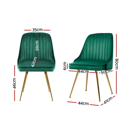Artiss Dining Chairs Set of 4 Velvet Channel Tufted Green