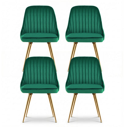Artiss Dining Chairs Set of 4 Velvet Channel Tufted Green
