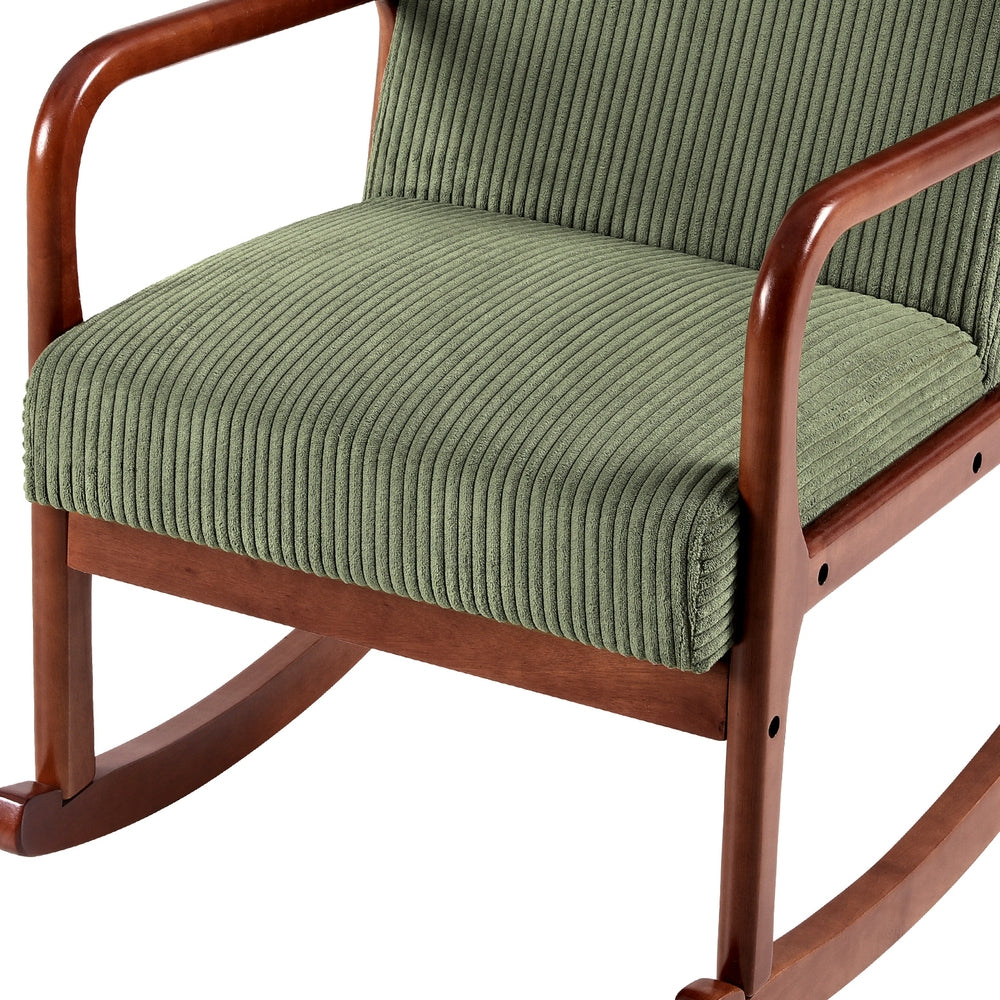 Artiss Rocking Armchair Nursery Chair Corduroy Green