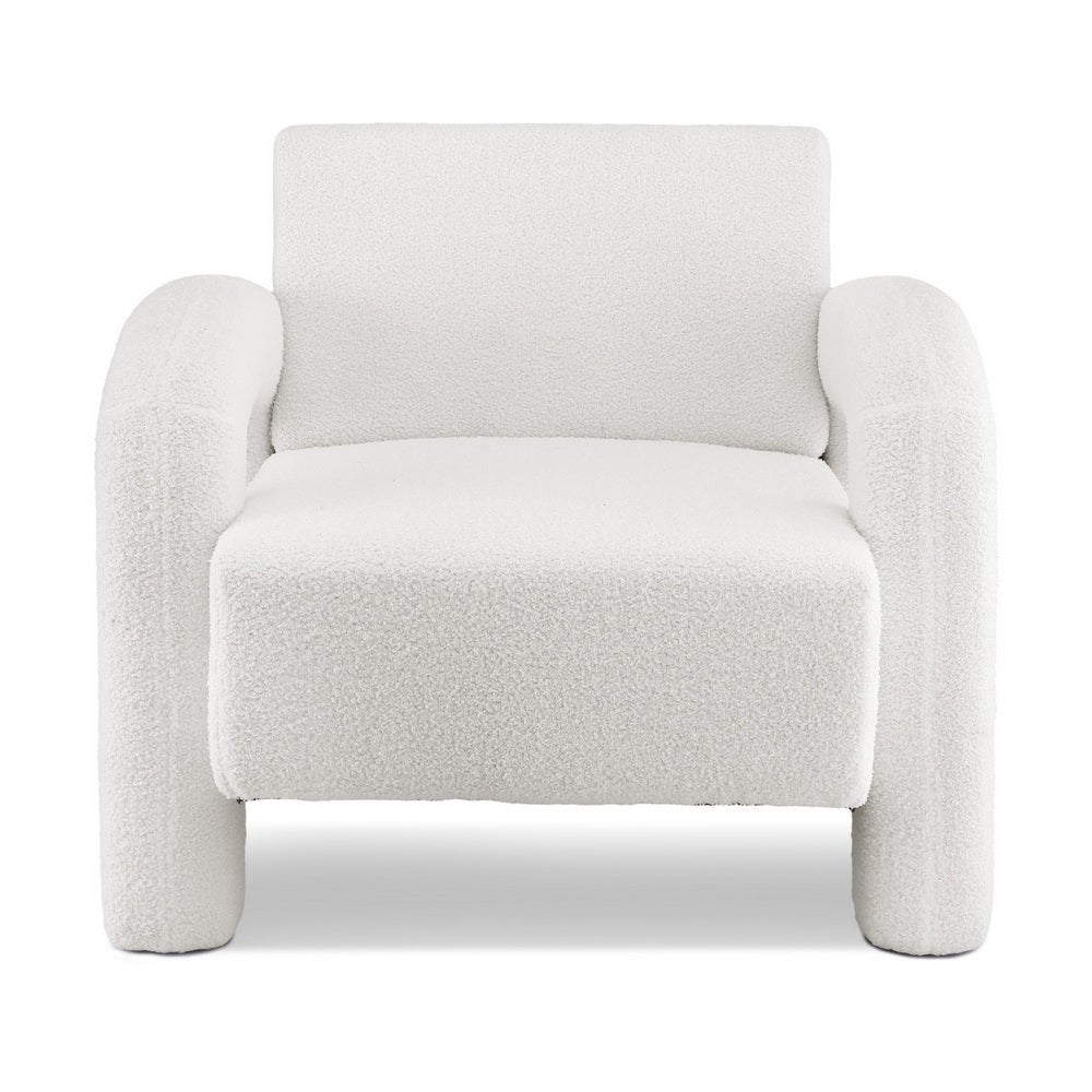 Artiss Armchair Accent Chair Lounge Sofa Couch Curved Seat Boucle White