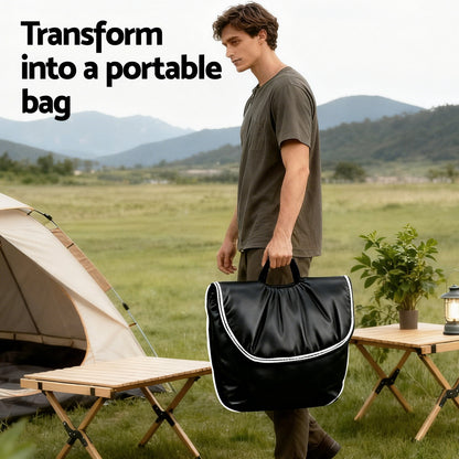 Artiss Foldable Chair 2-In-1 Armchair Lounge Chair Portable Black