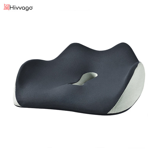 Hivvago Memory Foam Seat Cushion – Ergonomic Support for Office, Car & Home, Grey