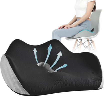 Hivvago Memory Foam Seat Cushion – Ergonomic Support for Office, Car & Home, Grey