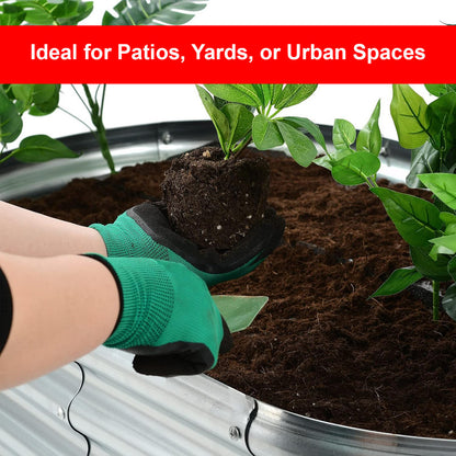 Hivvago Raised Garden Bed – Galvanized Steel Planter Box with Open Base, Silver