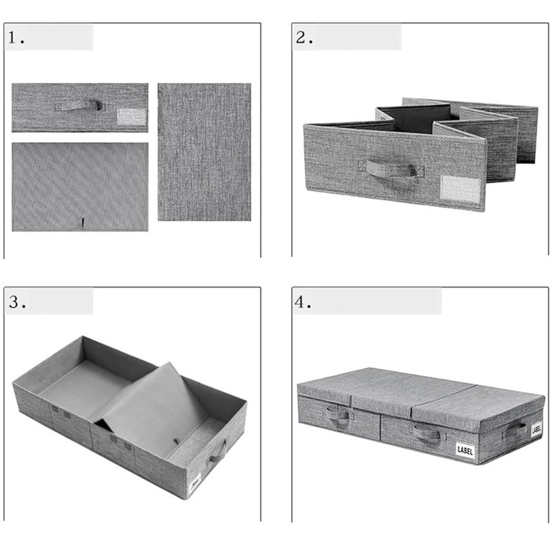 Hivvago Underbed Storage Container – Foldable Box with Lids & Label Pocket