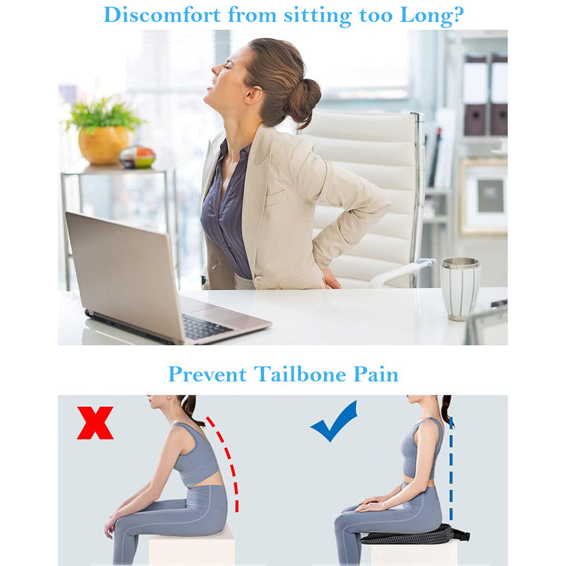 Vagooz Car Wedge Seat Cushion – Memory Foam Booster with Non-Slip Base, Black