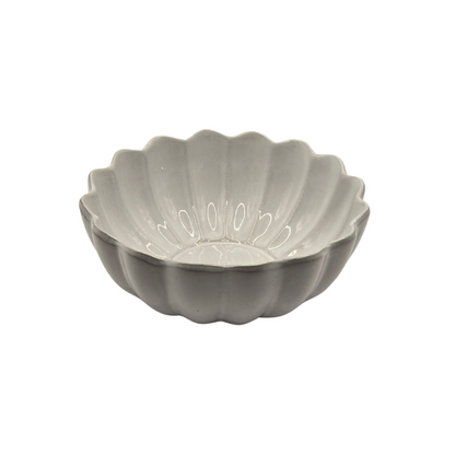 Set of 2 Scalloped Terracotta Bowls | White Glaze Finish | Decorative & Serving Bowls