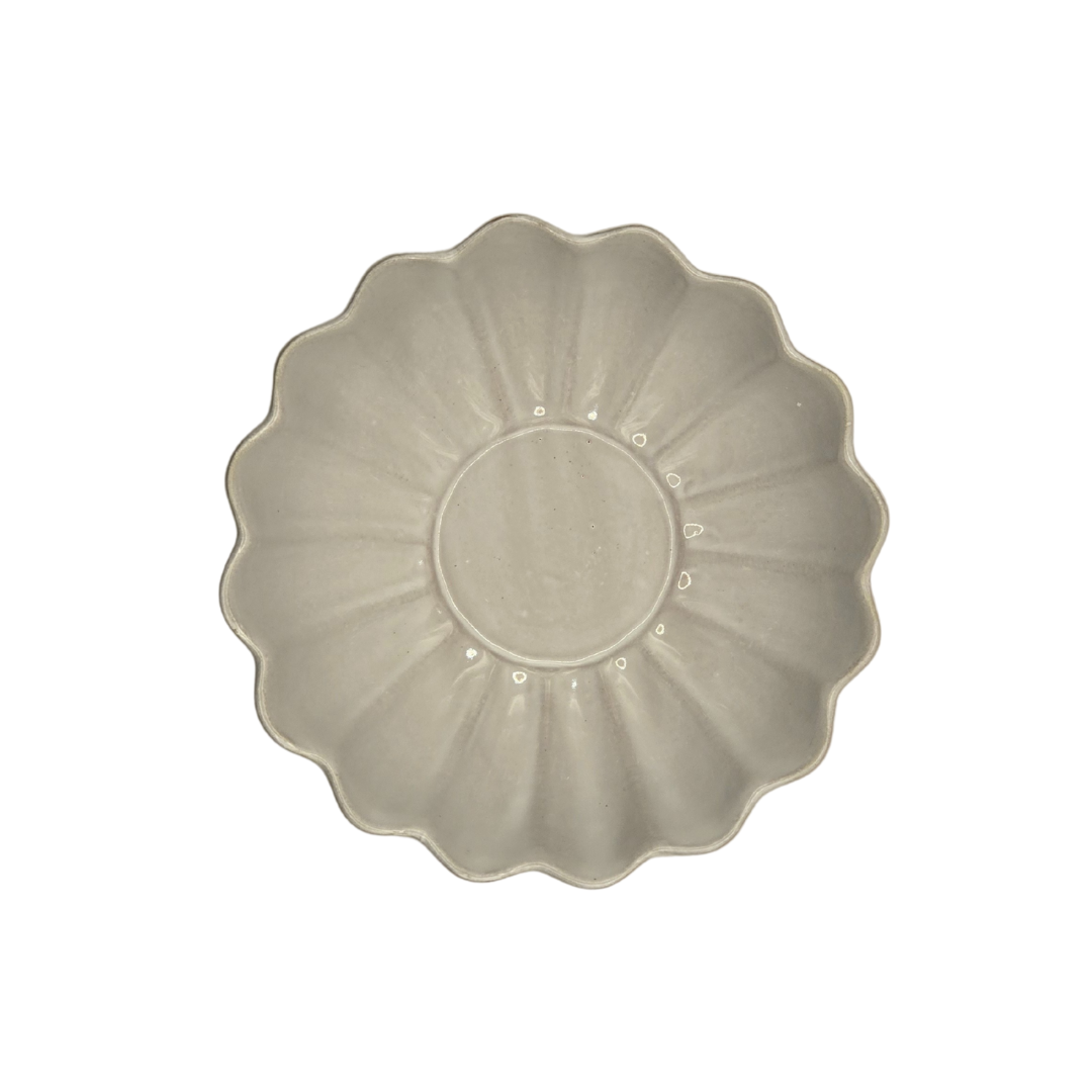 Set of 2 Scalloped Terracotta Bowls | White Glaze Finish | Decorative & Serving Bowls
