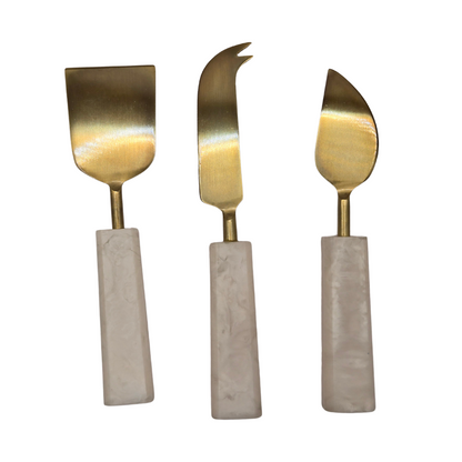 Benny 3-Piece Cheese Knife Set - White Resin & Stainless Steel