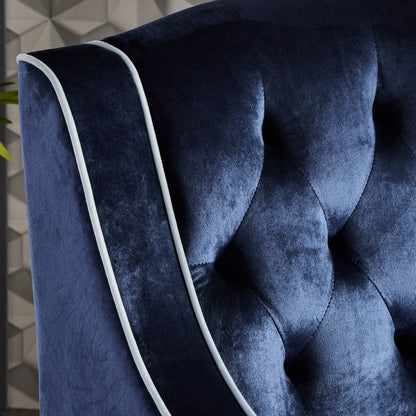 Lara Two Tone Tufted Cobalt New Velvet Club Armchair