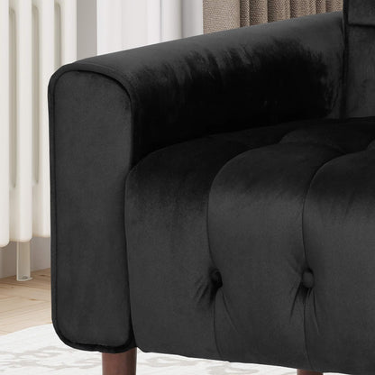 Lewisham Black Tufted Velvet Armchair