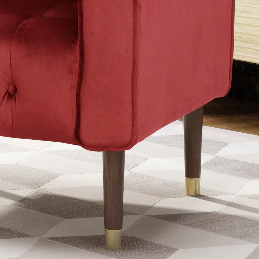 Lewisham Garnet Tufted Velvet Armchair