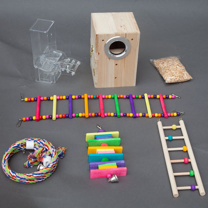 Samland Dome Top High Bird Cage on Stand with Play Toys Black