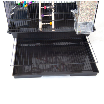 Samland Dome Top High Bird Cage on Stand with Play Toys Black