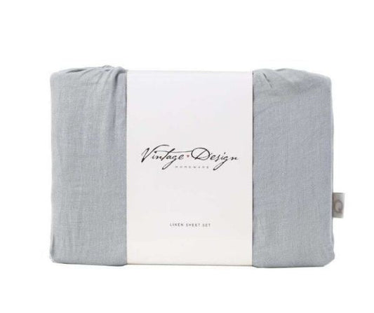 Dove Grey Linen Sheet Sets by Vintage Design Homeware Queen