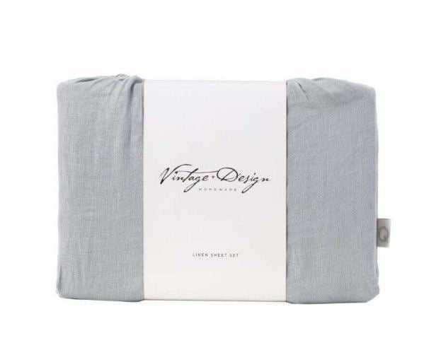 Dove Grey Linen Sheet Sets by Vintage Design Homeware Super King