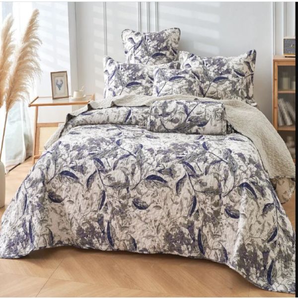 Forest Dreams 100% Cotton Quilted 3 pcs Bedspread Coverlet Set Super King