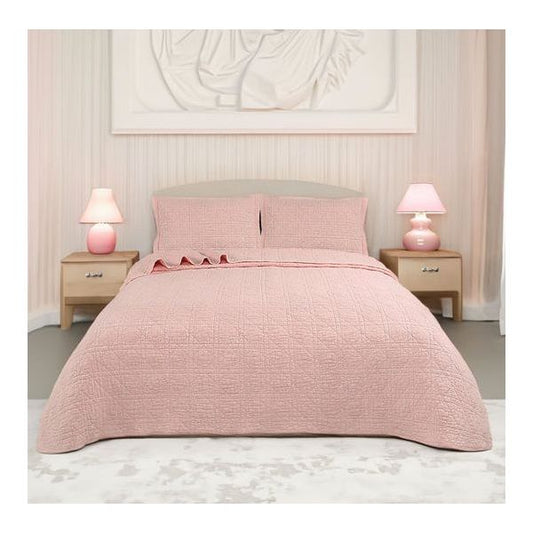 Crystal Rose 100% Cotton Quilted 2 pcs Bedspread Coverlet Set King Single