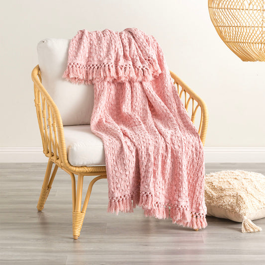 Alysian Washed Cotton Textured Blush Throw by Renee Taylor