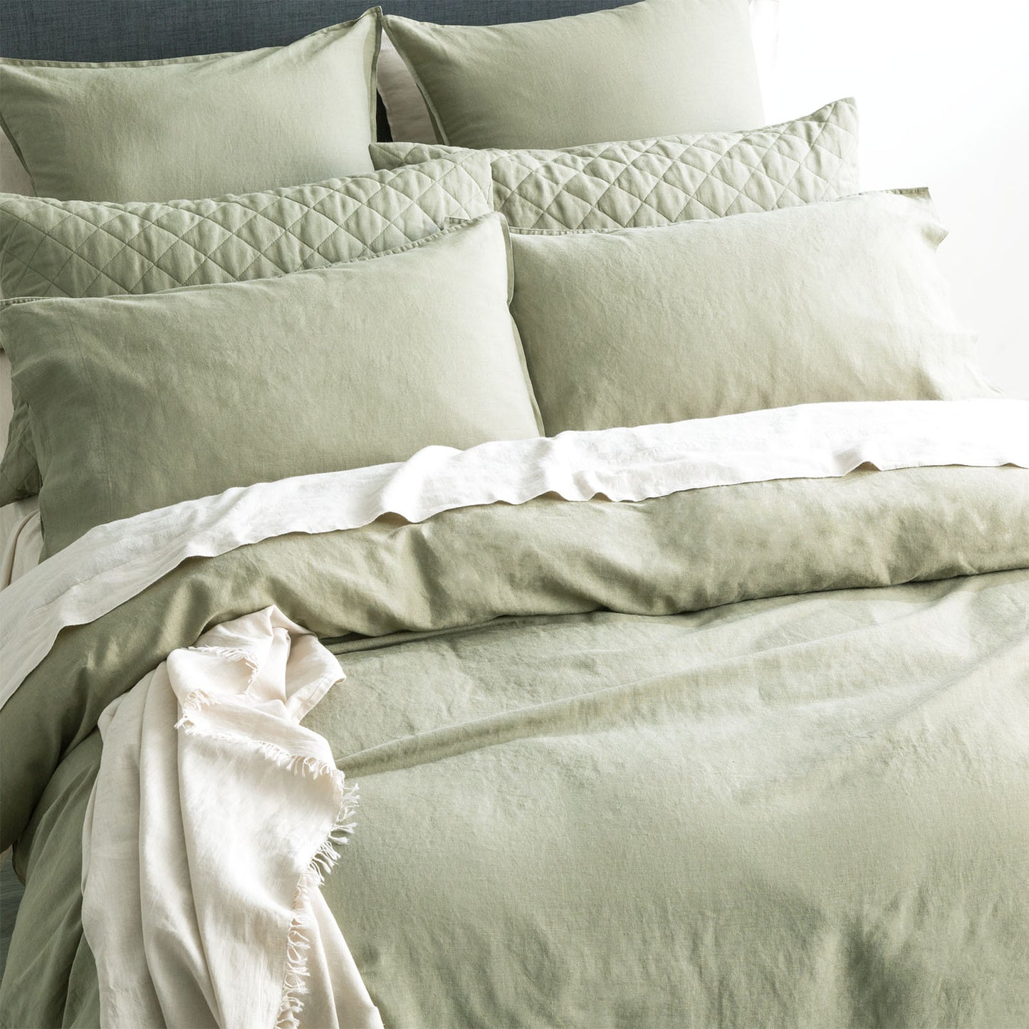 Cavallo Stone Washed 100% French Linen Jade European Pillowcase by Renee Taylor