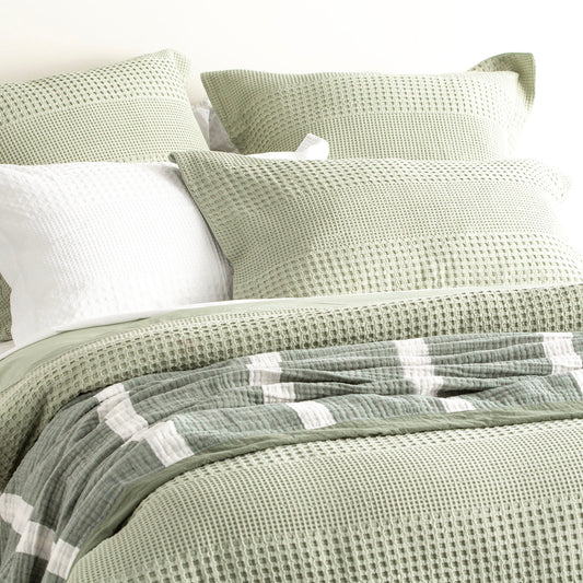 Elegance Waffle Cotton Jacquard Moss European Pillowcase by Renee Taylor