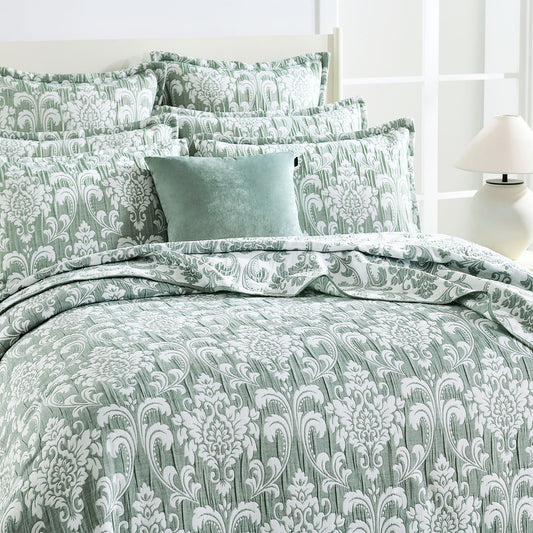 Tahlia Jacquard Jade Coverlet Set by Renee Taylor Single/Double