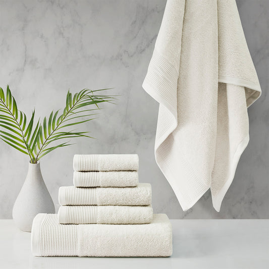 Retreat Cotton Tencel Antimicrobial 6 Piece Ivory Towel Set by Cloud Linen